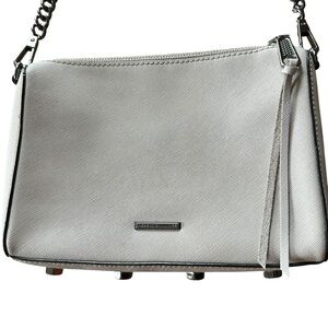 Rebecca Minkoff Leather Cream Beige Crossbody Bag w/Gunmetal Hardware